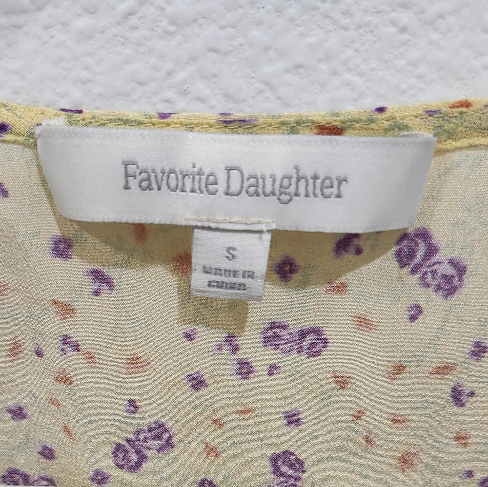 NEW FAVORITE DAUGHTER YELLOW GWEN TOP SIZE SMALL 100% SILK - Picture 6 of 9